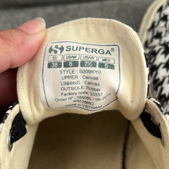 Superga black & white Houndstooth sneakers size 38 - Picture 5 of 7
